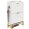 Narrow Shoe Cabinet, 2 Flip Drawer Storage with Fluted Panel, Hidden Organizer for Entryway, Foyer, Hallway - 2 of 4