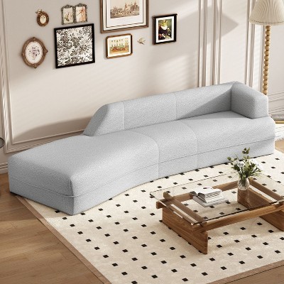 Modern Boucle Sofa, Curved Chaise Lounge, Sleeper Couch for Living Room, Bedroom, Office, Indoor Furniture - Maison Boucle