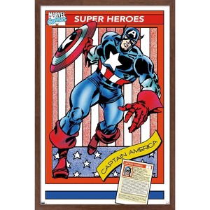 Trends International Marvel Trading Cards - Captain America Framed Wall Poster Prints - 1 of 4