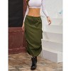 Womens Cargo Skirt Low Waist Drawstring Long Skirt with Pockets Ruched Vintage Slit - 2 of 4