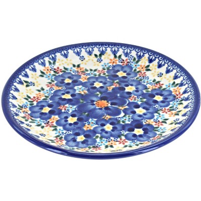 Blue Rose Polish Pottery Blue Dahlia Small Dessert Plate