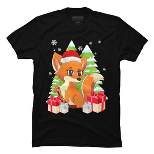 Men's Design By Humans Fox Santa Hat Christmas T Shirt By thebeardstudio T-Shirt