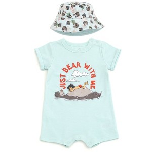 Disney Lion King Mickey Mouse Winnie the Pooh Nightmare Before Christmas Lilo & Stitch Baby Romper and Bucket Sun Hat Newborn to Infant - 1 of 4