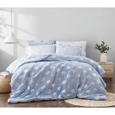 5pc Twin Material Girl Metallic Dot Blue Bed in a Bag