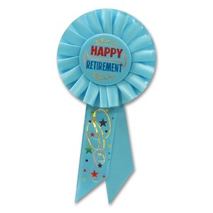 Beistle 3 1/4" x 6 1/2" Happy Retirement Rosette; Teal 3/Pack RS016 - 1 of 1
