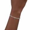 Silver-Tone Copper Double-Layer Heart & Bead Bracelet, Modern Metal Design, Adjustable Chain, Women’s Dainty Everyday Jewelry - 3 of 4