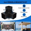 Pergola Brackets Kit for 4"x 4" (Actual 3.6" X 3.6") Lumber, Steel Corner Bracket Woodworks Kit for Gazebo, Patio Pergolas - 4 of 4