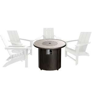 WestinTrends Ashore Modern Folding Poly Adirondack Chair With Square Fire Pit Table Set - 1 of 4