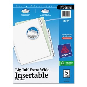 Avery Insertable Big Tab Dividers 5-Tab 11 1/8 x 9 1/4 11221 - 1 of 4