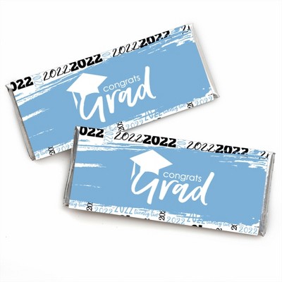 Big Dot of Happiness Light Blue Grad - Best is Yet to Come - Candy Bar Wrapper Light Blue 2022 Graduation Party Favors - Set of 24