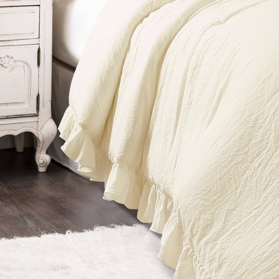 Lush Décor 3pc Full/Queen Reyna Comforter Set Ivory: Microfiber, Ruffled, OEKO-TEX Certified
