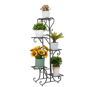 Artloge 42" Tall 5 Tier Metal Plant Stand - Weather Resistant Flower Pot Holder for Indoor & Outdoor Garden Decor - 1 of 4
