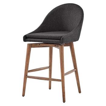 Set of 2 24" Conrad Walnut Danish Modern Swivel Counter Chair - Inspire Q