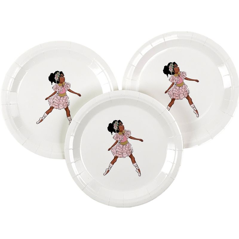 Anna + Pookie 8ct White & Pink Ballerina Large Disposable Paper Party Plates, 2 of 4