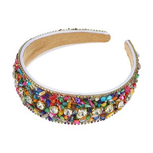 Unique Bargains Women's Bling Assorted Color Crushed Turquoise Rhinestone Headband Wide Edge 4.72"x1.65" 1Pc - 1 of 4