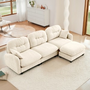 VASIP Modular Sectional L-Shaped Chenille Sectional with Ottoman - Tufted Backrest and Ergonomic Design, for Living Room,Apartment,Bedroom - 1 of 4