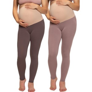 Felina Women's Velvety Soft Maternity Leggings For Women - Yoga Pants For Women, Maternity Clothes - (2-Pack) - 1 of 4