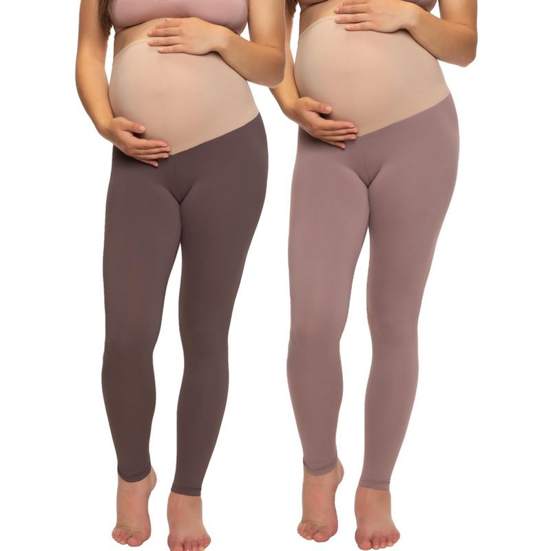 Felina Women's Velvety Soft Maternity Leggings For Women - Yoga Pants For Women, Maternity Clothes - (2-Pack), 1 of 6