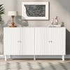 Elegant Wooden Sideboard Cabinet,Four-Door Storage Cabinet with Wavy Pattern Doors,Cylindrical Legs and Metal Handles,Adjustable Shelf-Cuddlewood - 2 of 4