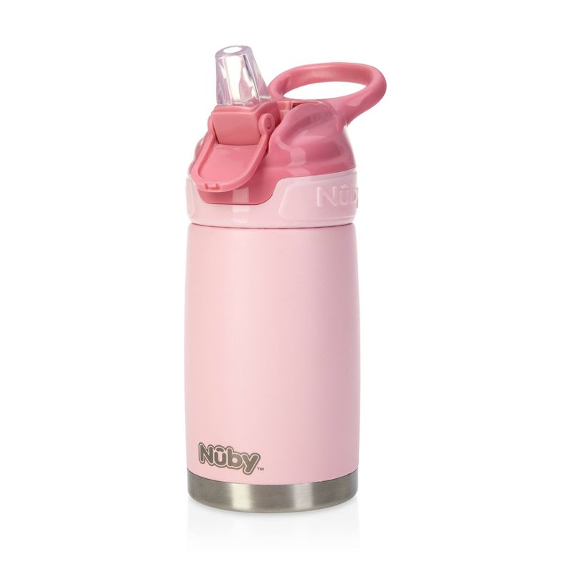Nuby Thirsty Kids&#39; 10oz Stainless Steel Flip-it Reflex Portable Drinkware - Pink, 1 of 8