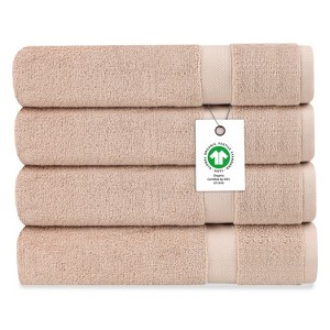 Delara 100% Organic Cotton Soft, Quick Dry & Ultra-Absorbent 30"x58", Bath Towels(Pack of 4) - 1 of 4