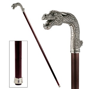 Design Toscano The Padrone Collection: Asian Dragon Pewter Walking Stick - 1 of 3