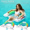 Jasonwell X-Large Rainbow Pool Float with Canopy, Inflatable Adult Pool Chair Lounge with Cup Holders, Floating Water Chair for Swimming & Parties - 3 of 4