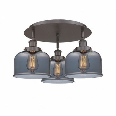 Bell - 3 Light Flush Mount In Art Deco Style-9.25 Inches Tall and 19.75 Inches Wide