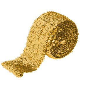 Alilang Elastic Sequin Trim, 3 Inch 8 Row Wide Flat Glitter Bling Fabric Paillette Sequin Ribbon, Metallic Sewing DIY Project, 5.5 Yards - 1 of 4