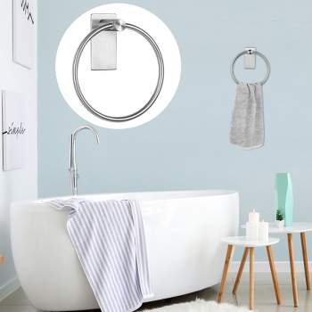 1pc Stainless Steel Hand Towel Holder, Self Adhesive Bathroom Towel Bar,  Wall Mounted Towel Hanger, Bathroom Accessories