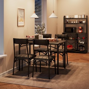 Set of 2 High Dining Chairs, Modern Upholstered Chairs with Padded Seat and Back, PU Leather Kitchen Chairs for Dining Room - 1 of 4