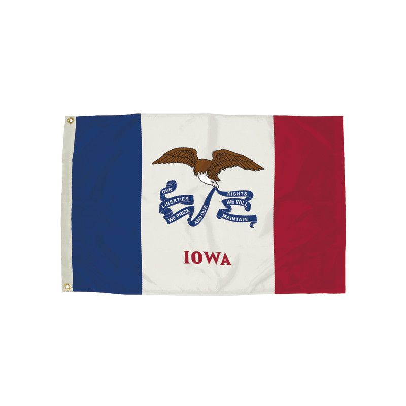 Durawavez Nylon Outdoor Flag with Heading & Grommets, Iowa, 3ft x 5ft, 1 of 2