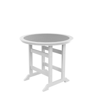Bar Table, Outdoor Round Bar Table HDPE Counter Height Table, Weather Resistant Easy Maintenance Dining Table, For Deck, Pool Backyard Balcony Garden - 1 of 4