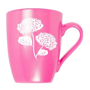 Elanze Designs Botanical Floral Nature Coffee Cup Mug 10 Ounce Ceramic With Shimmery Metallic Finish Elegant Minimalist Hydrangea Flower Silhouette - 1 of 4