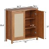 Garvee Rattan Storage Cabinet with Doors Portable Sideboard Buffet Adjustable Shelves Farmhouse Style - 2 of 4