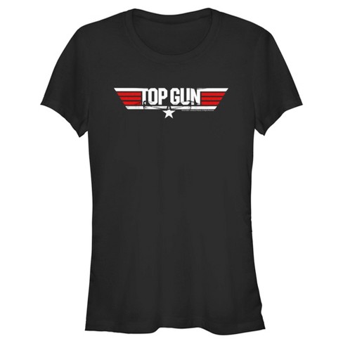 Juniors Womens Top Gun Red And White Movie Logo T-shirt - Black - Large ...