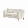 63" Chenille 2-Seater Luxury Tufted Sofa with Gold Legs & Throw Pillows - 4 of 4