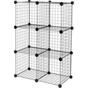 6 Cube Wire Grid Stackable Storage Shelves, 12.6 x 26 x 38 inches, White - 1 of 4
