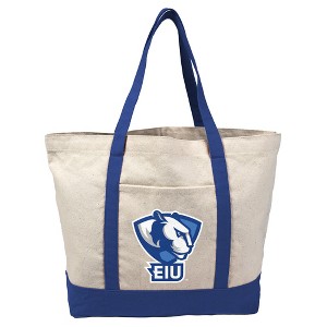 Eastern Illinois University Primary Logo Canvas Tote Bag With External Pocket, Reusable Shoulder Bag for Shopping, School, Beach - 1 of 4