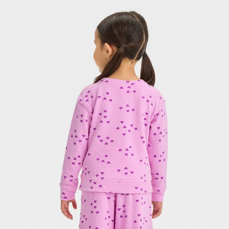 Toddler Girls' Hearts Fleece Sweatshirt - Cat & Jack™ Purple, 3 of 5