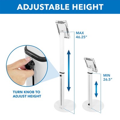 White Adjustable Universal Tablet Floor Stand with Lockable Mount