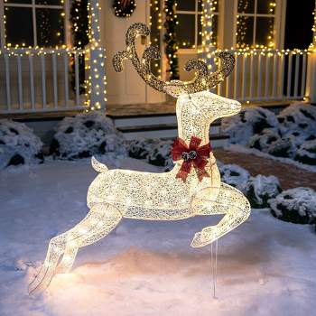 Joiedomi 5ft Jumping Reindeer Buck Yard Light Christmas Decoration Deer Yard Lights Decor  for Yard Garden Lawn
