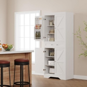 70" Tall Kitchen Pantry Cabinet, Freestanding Cupboard Storage Cabinet with 4 Doors, Kitchen Hutch Bar Cabinet for Laundry Dining Room Bathroom - 1 of 4