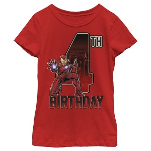 Girl's Marvel Iron Man 4th Birthday Action Pose T-Shirt - 1 of 4