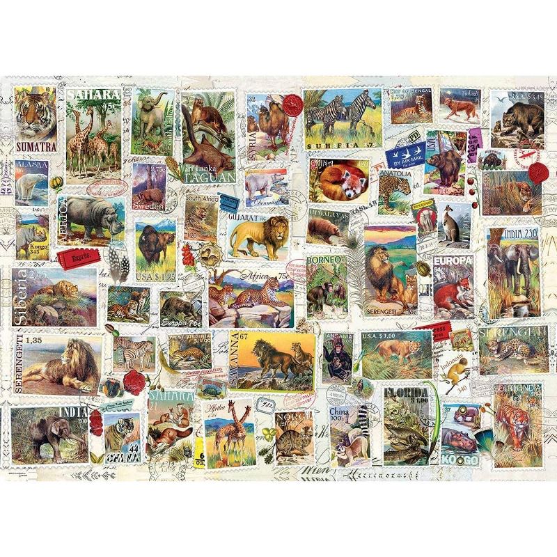 Eurographics Inc. Wildlife Vintage Stamps 500 Piece Jigsaw Puzzle, 3 of 6