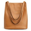 Women Soft Genuine Leather Totes Shoulder Bag Purses and Handbags with Top Magnetic Snap Closure (Brown) - 2 of 4