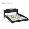 Full/Queen/King Size Platform Bed, Modern Style Faux Leather Upholstered Bed Frame with LED Light and Adjustable Headboard - ModernLuxe - 4 of 4