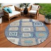 Navy Blue Beige And Ivory Geometric Washable Indoor Outdoor Area Rug - 2 of 4