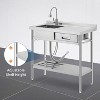 Stainless Steel Utility Sink, Freestanding Workstation with Hot/Cold Faucet, Includes Storage Shelf, Adjustable Legs for Indoor/Outdoor Use - 4 of 4
