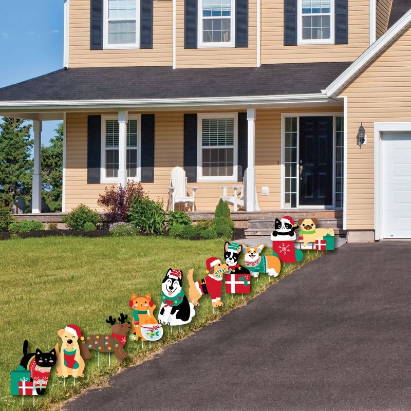 Big Dot of Happiness Christmas Pets - Lawn Decorations - Outdoor Cats and Dogs Holiday Party Yard Decorations - 10 Piece, 3 of 9